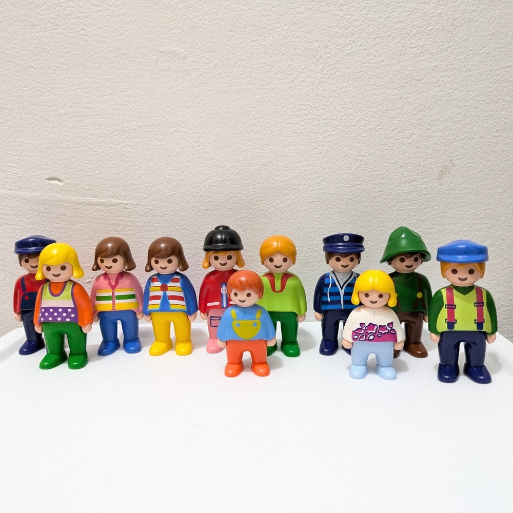 Vintage Geobra Playmobil 123 Figures Lot Of 11, 1990s